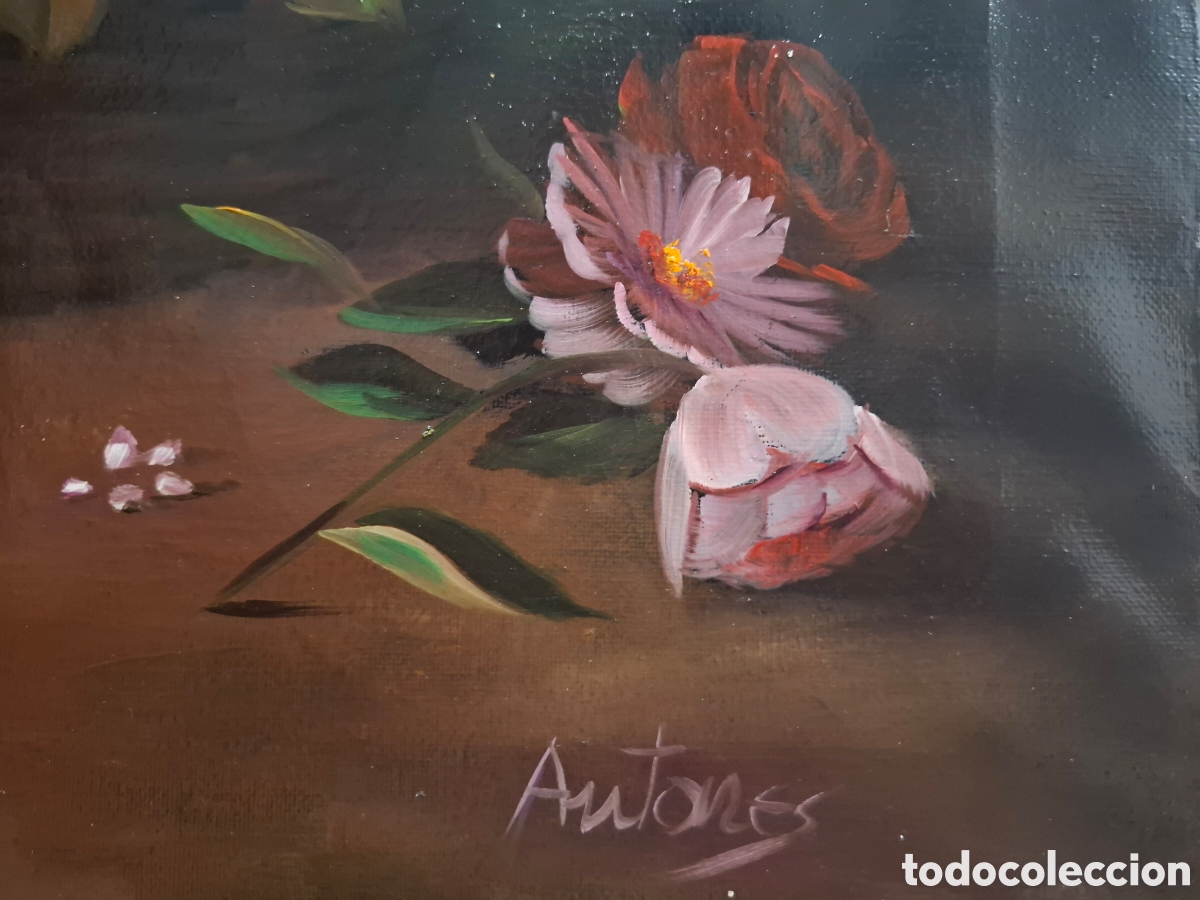 Arte: Oleo sobre lienzo bodegon de flores 55x46 - Foto 4