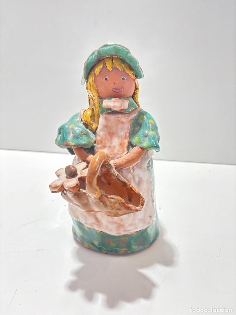 Arte: FIGURA PORCELANA ANTIGUA NI&Ntilde;A CESTA