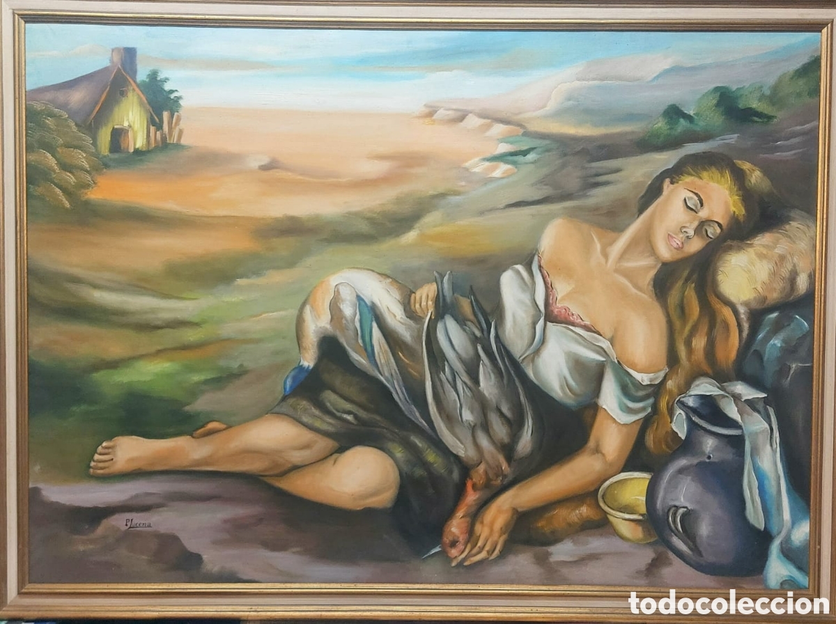 Arte: LUCENA P. OLEO TELA GRANDE 87X123 MODELO CON BODEGON