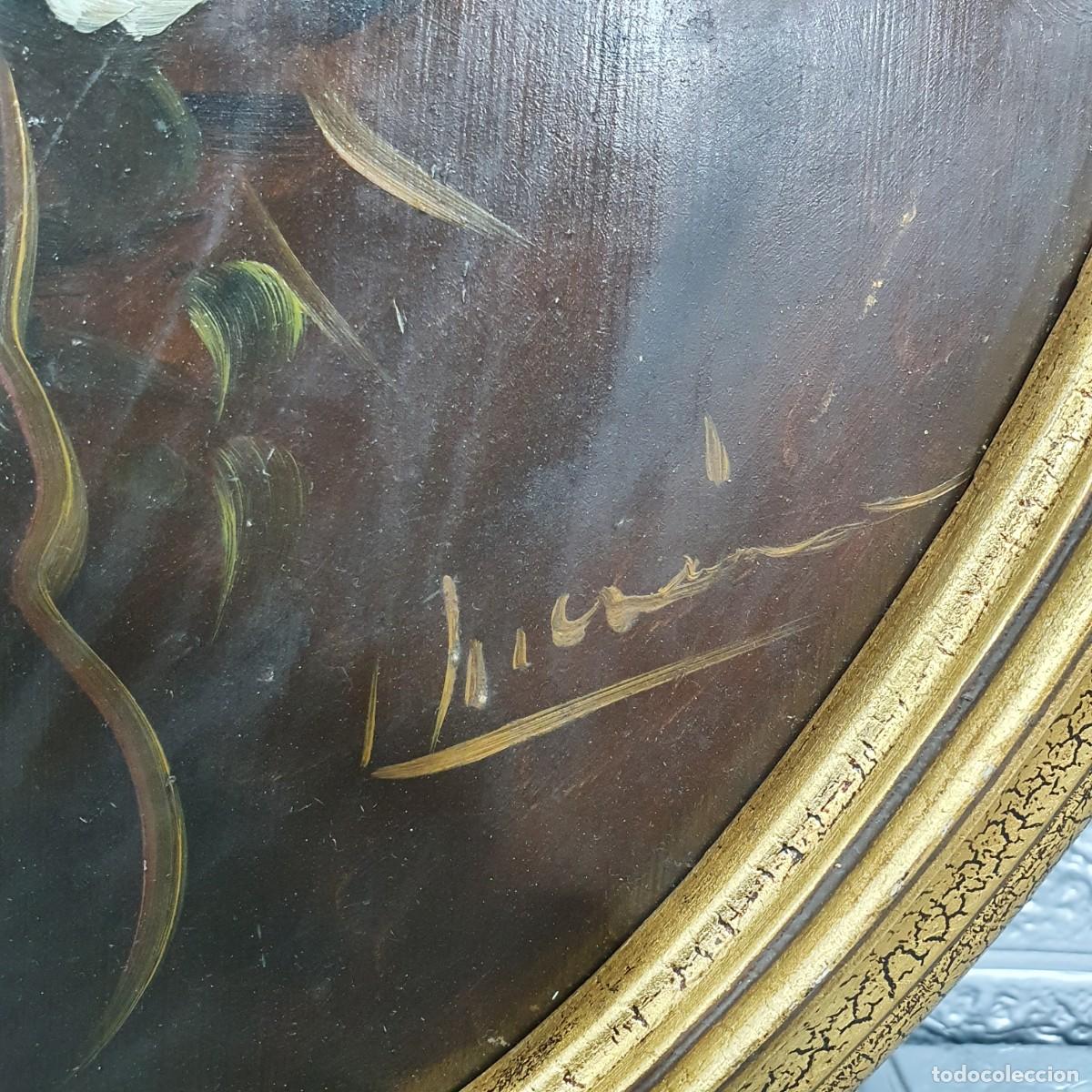 Arte: Antiguo oleo bodeg&oacute;n floral sobre tabla - Foto 4
