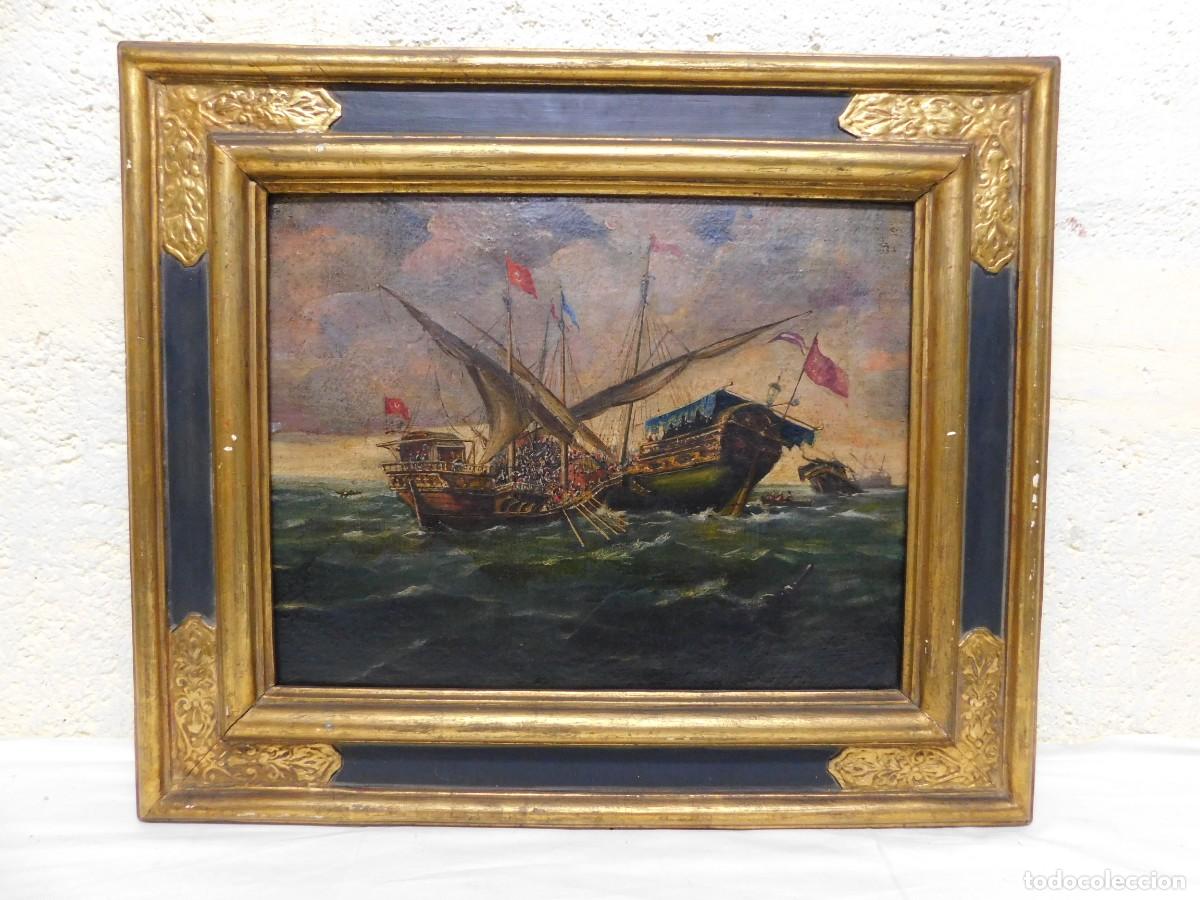 Arte: &Oacute;LEO SOBRE TELA - BATALLA NAVAL - Foto 1