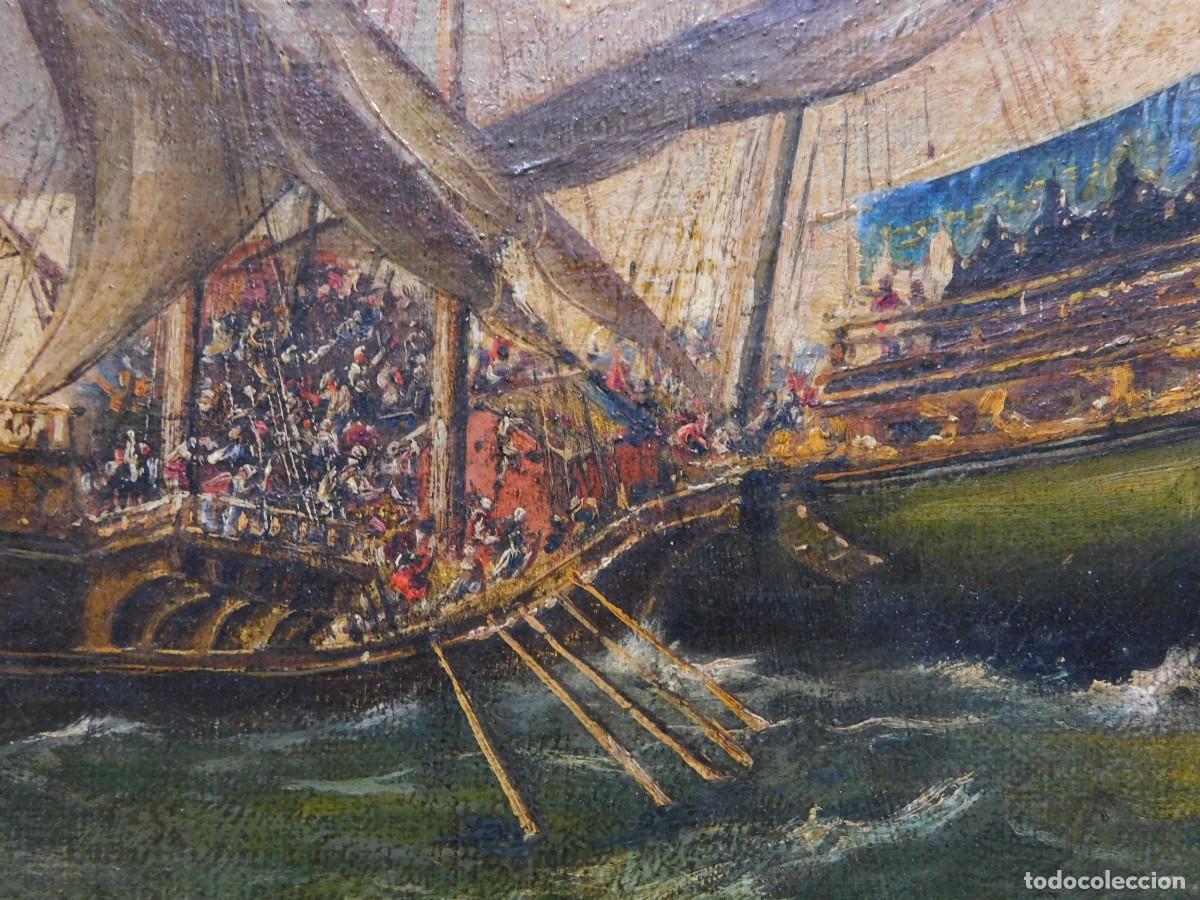 Arte: &Oacute;LEO SOBRE TELA - BATALLA NAVAL - Foto 5