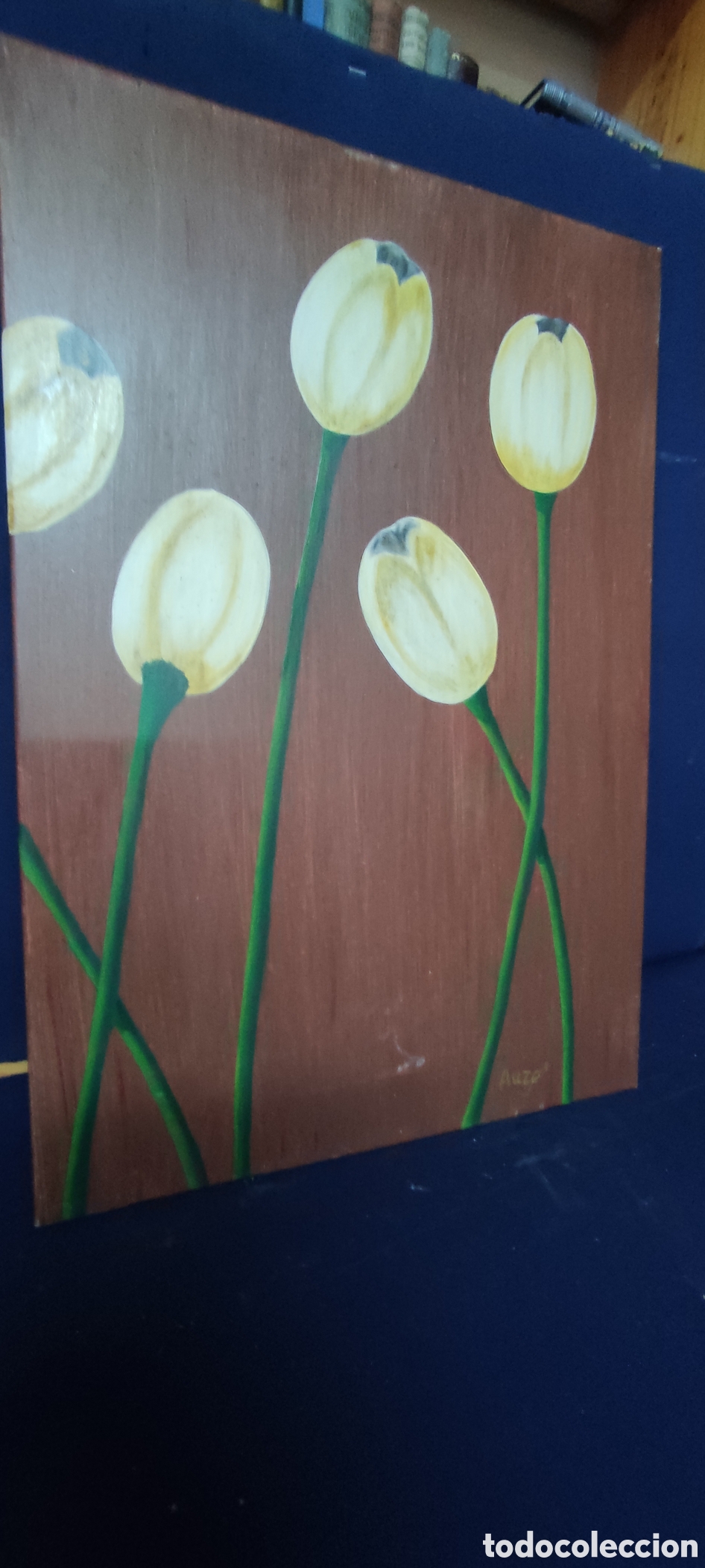 Arte: Cuadro , Antiguo oleo tulipanes - Foto 2