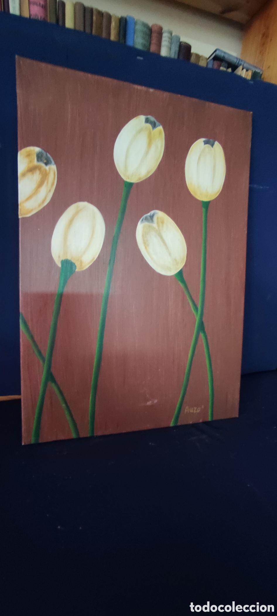 Arte: Cuadro , Antiguo oleo tulipanes - Foto 3