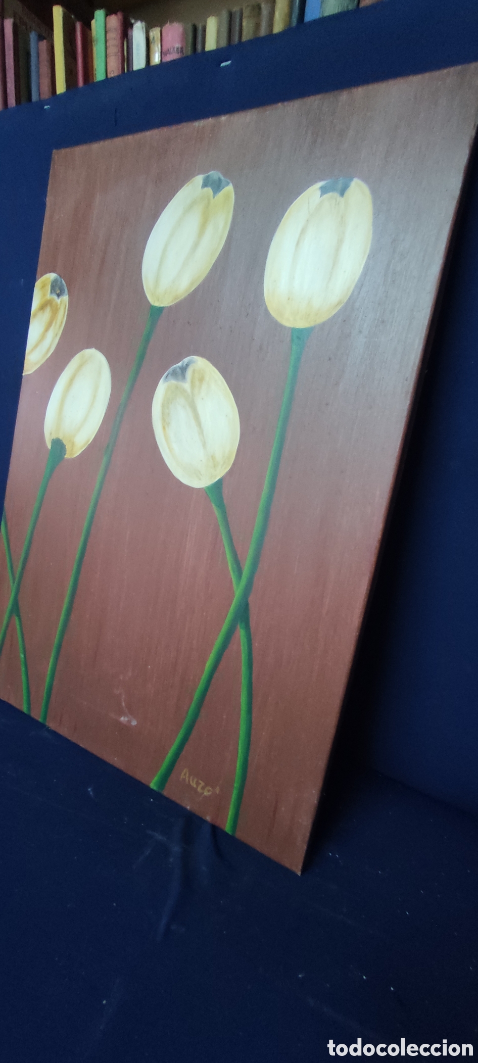 Arte: Cuadro , Antiguo oleo tulipanes - Foto 5