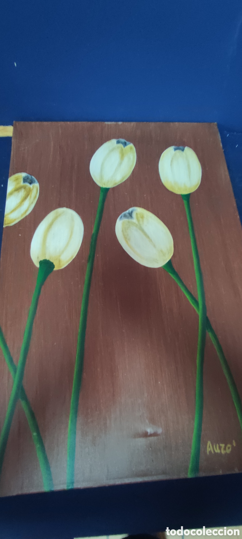 Arte: Cuadro , Antiguo oleo tulipanes - Foto 6