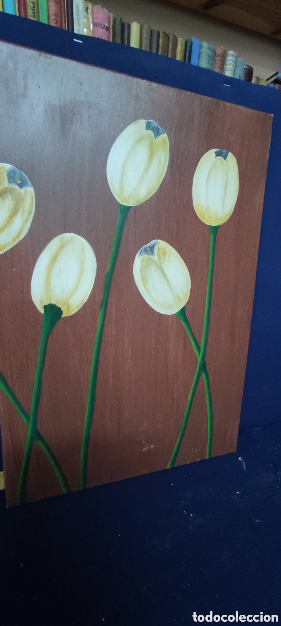 Arte: Cuadro , Antiguo oleo tulipanes - Foto 7