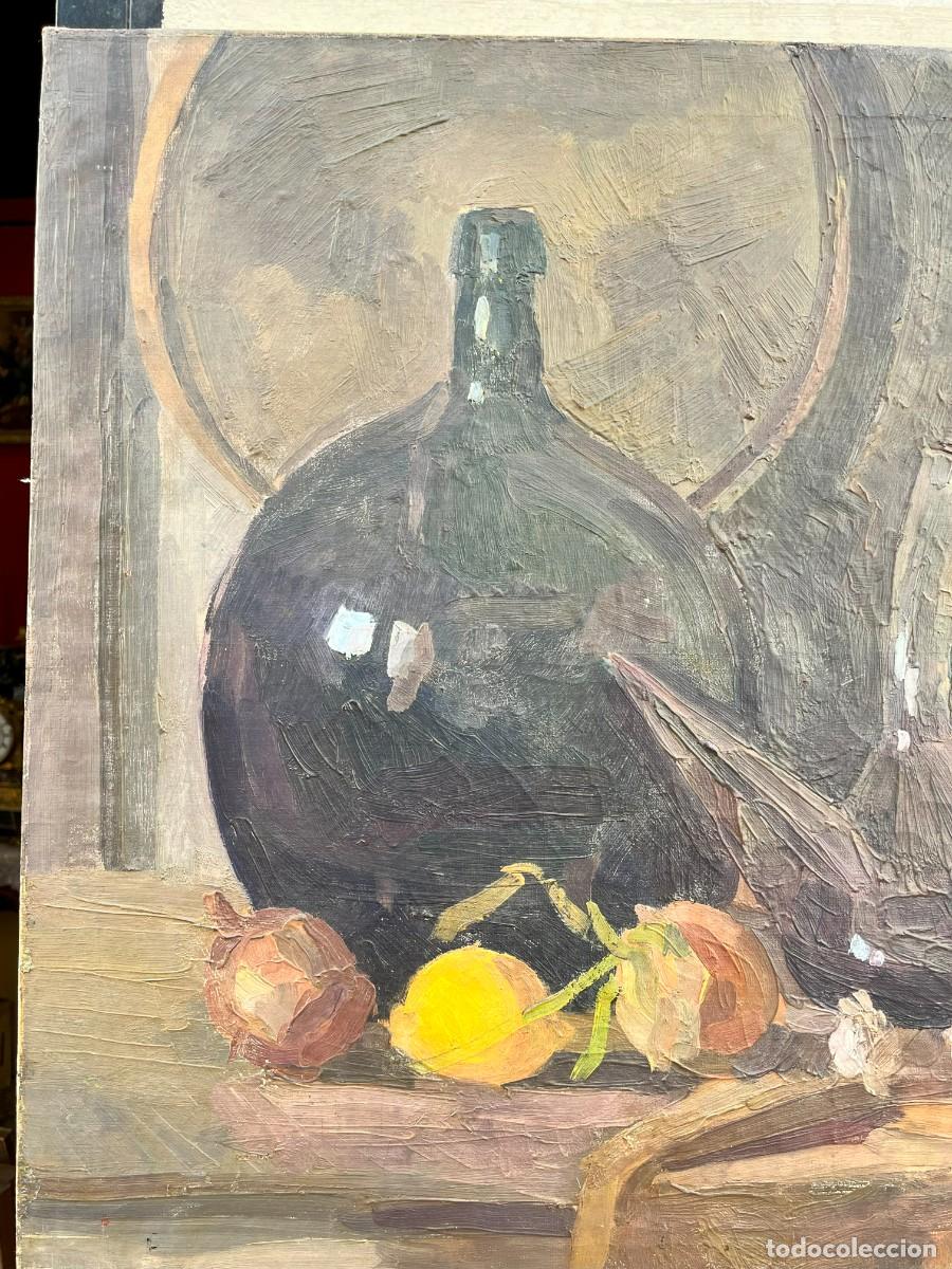 Arte: Bodegon con Botella-Oleo sobre Lienzo - Foto 5