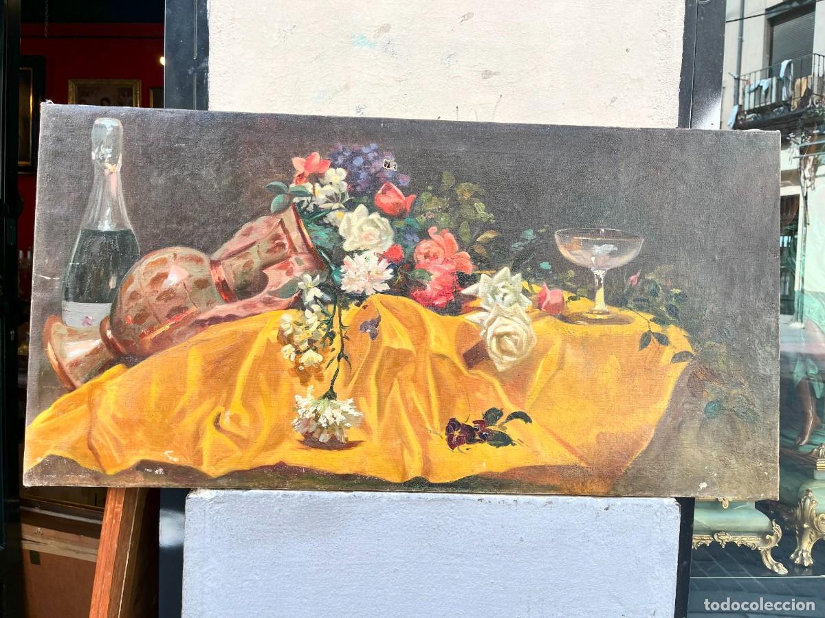 Arte: Bodegon Lienzo Con Flores - Foto 1