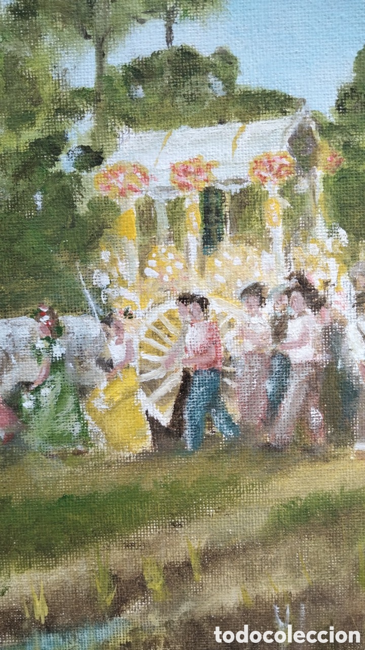 Arte: BELLO CUADRO AL OLEO DE LA ROMERIA DEL ROCIO SEVILLA PINTURA ANDALUC&Iacute;A