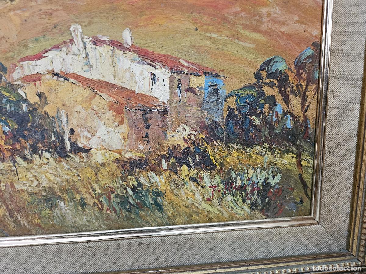 Arte: cuadro al oleo pisaje y casas - Foto 3