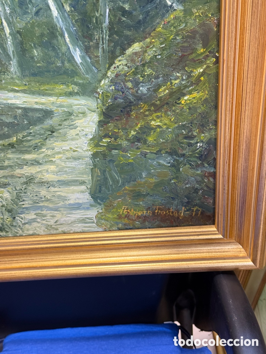 Arte: &Oacute;leo sobre lienzo firma a identificar - Foto 6