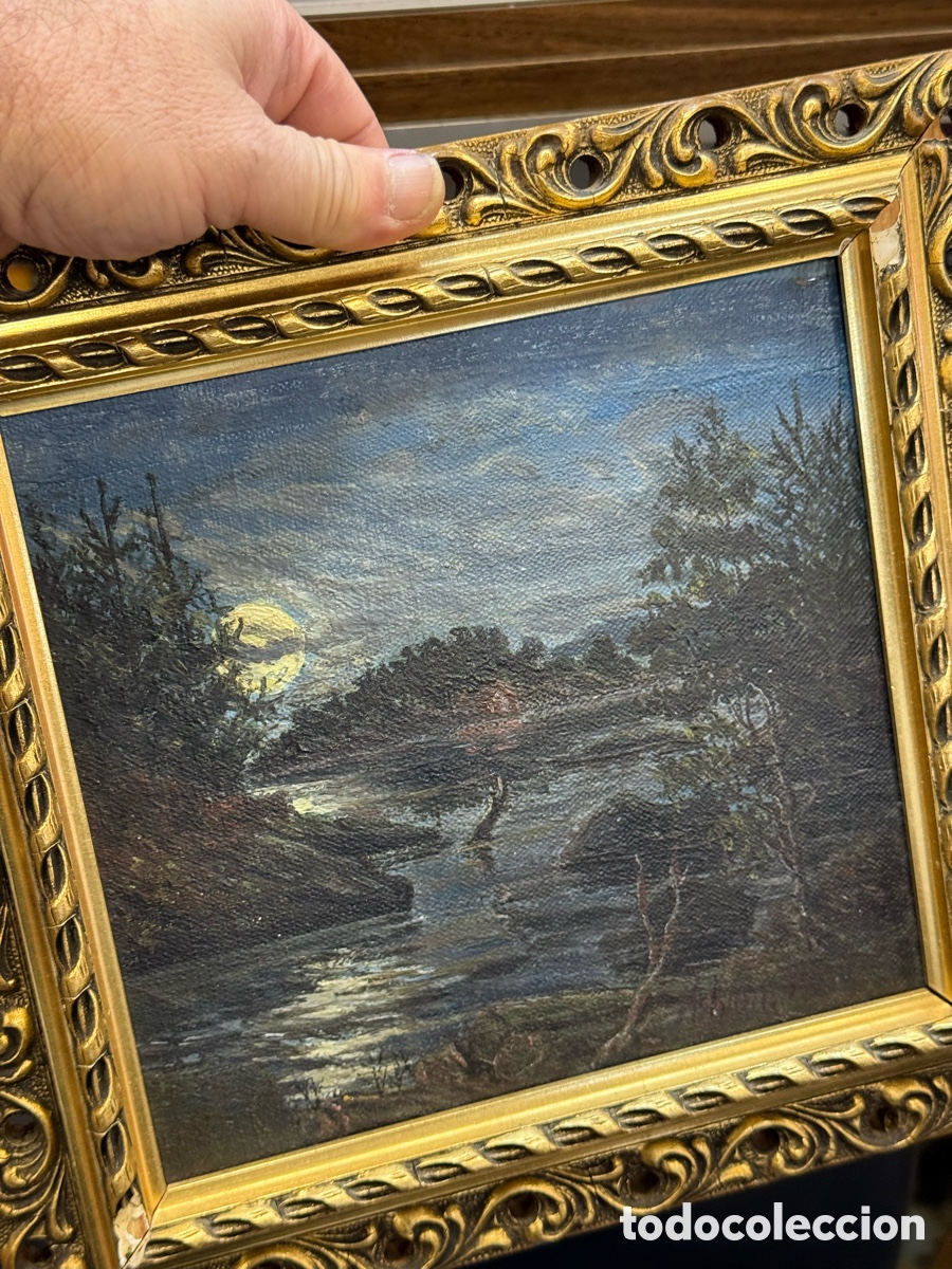 Arte: &Oacute;leo sobre tabla firma a identificar - Foto 3