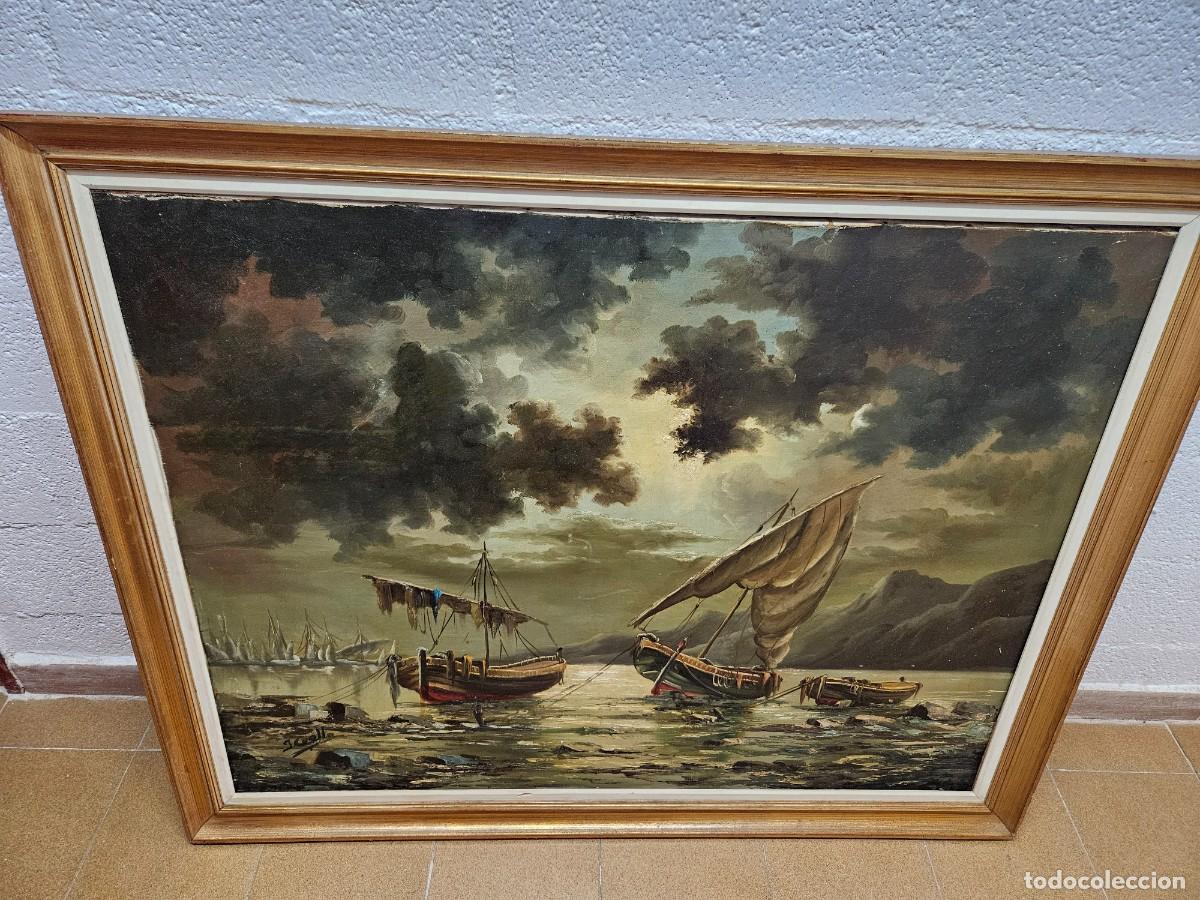 Arte: Cuadro marina barcos en la costa - Foto 8