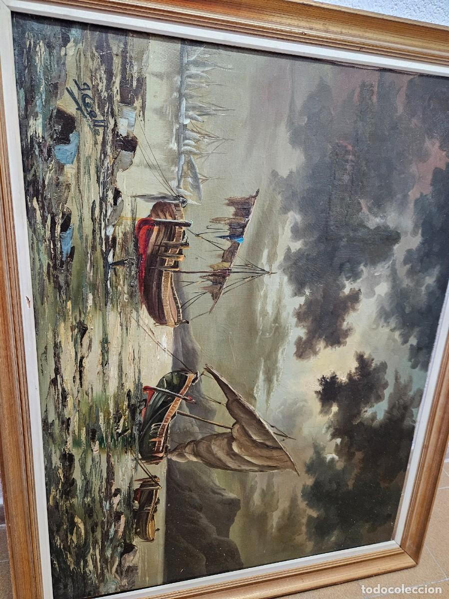 Arte: Cuadro marina barcos en la costa - Foto 9