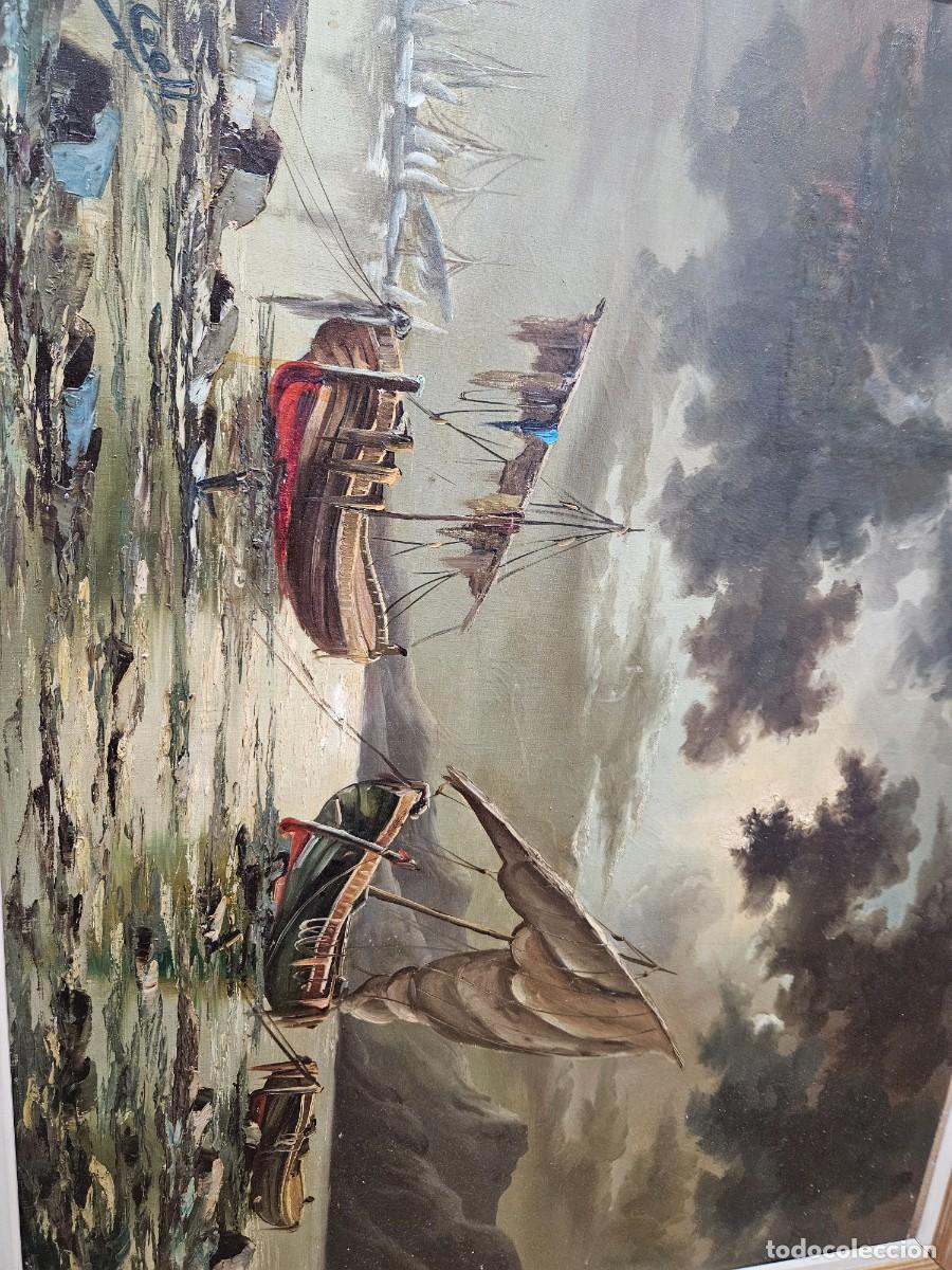Arte: Cuadro marina barcos en la costa - Foto 11
