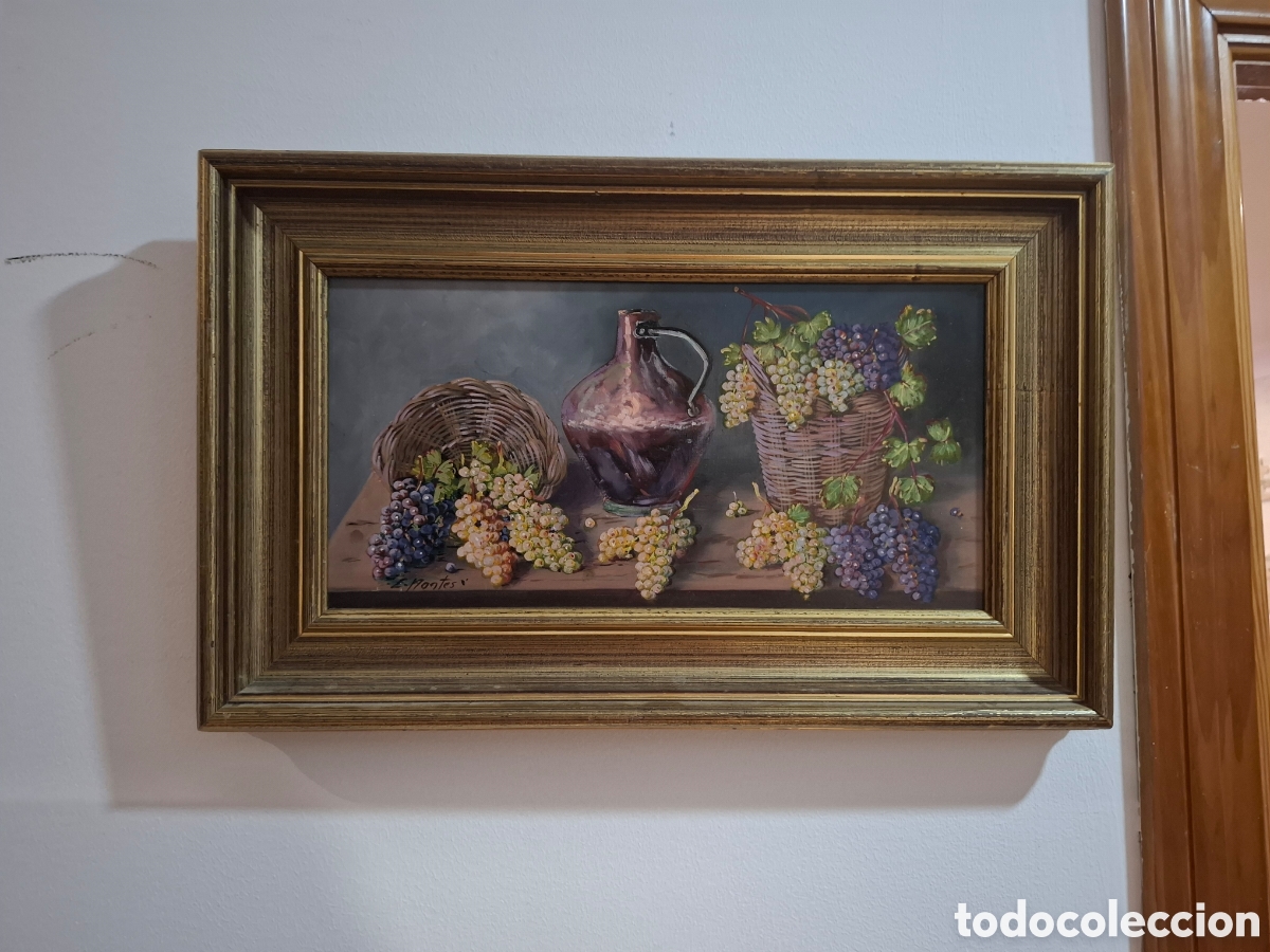 Arte: Oleo sobre tabla bodegon pareja 46x29 - Foto 2