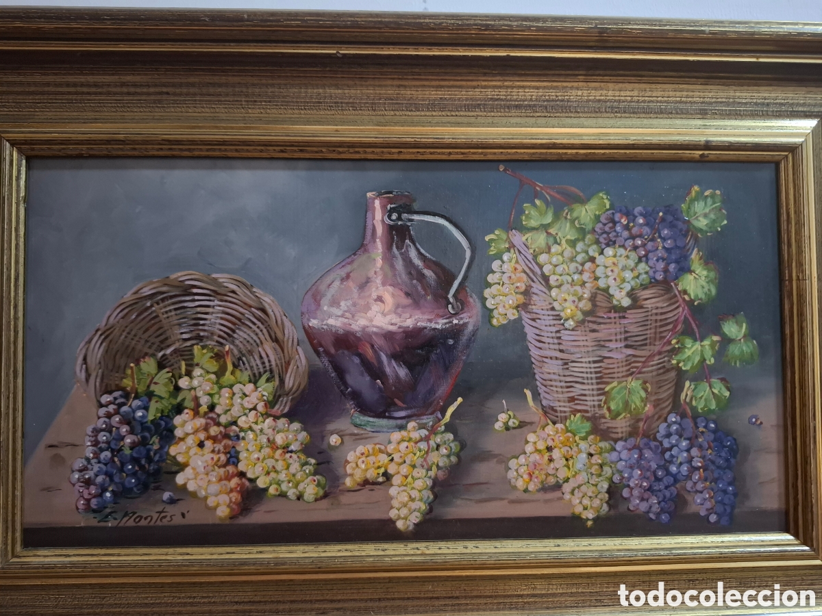 Arte: Oleo sobre tabla bodegon pareja 46x29 - Foto 3