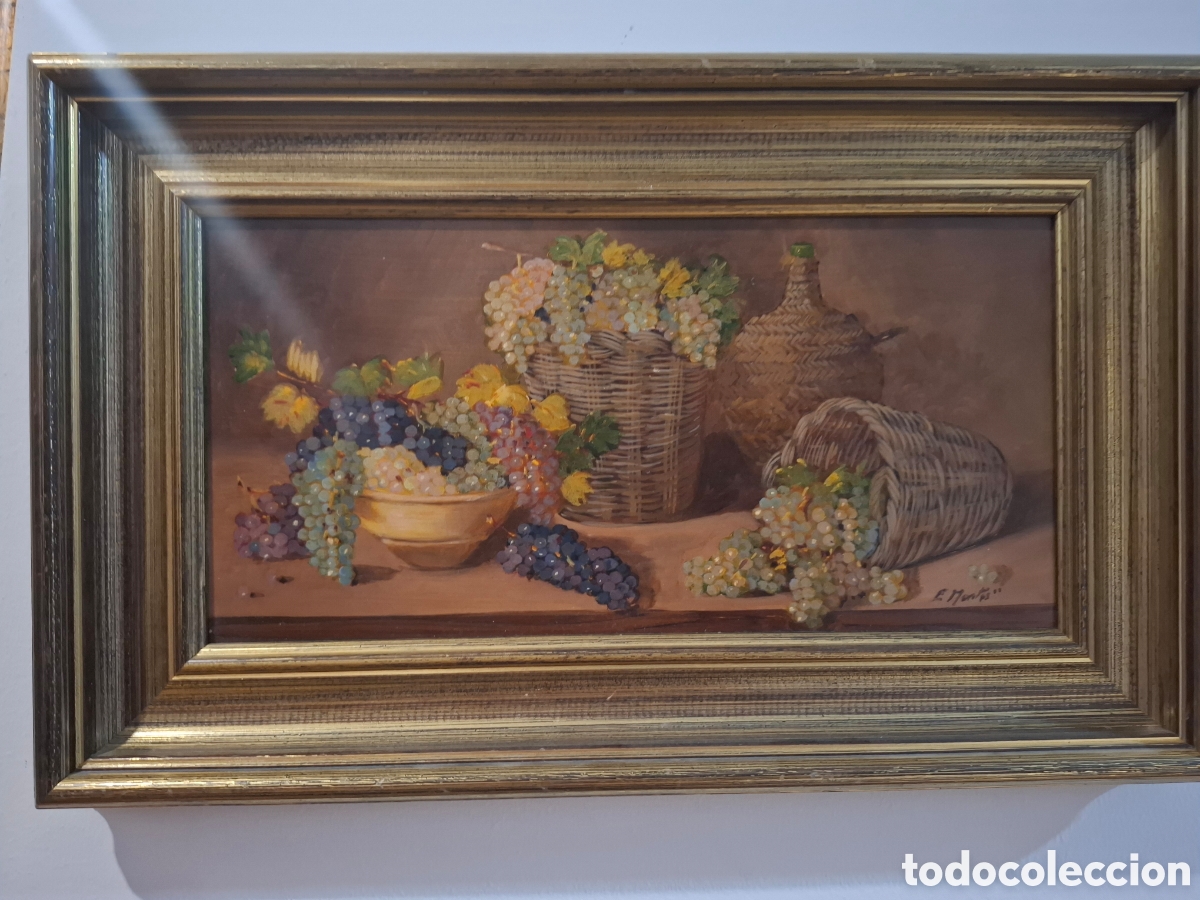 Arte: Oleo sobre tabla bodegon pareja 46x29 - Foto 5