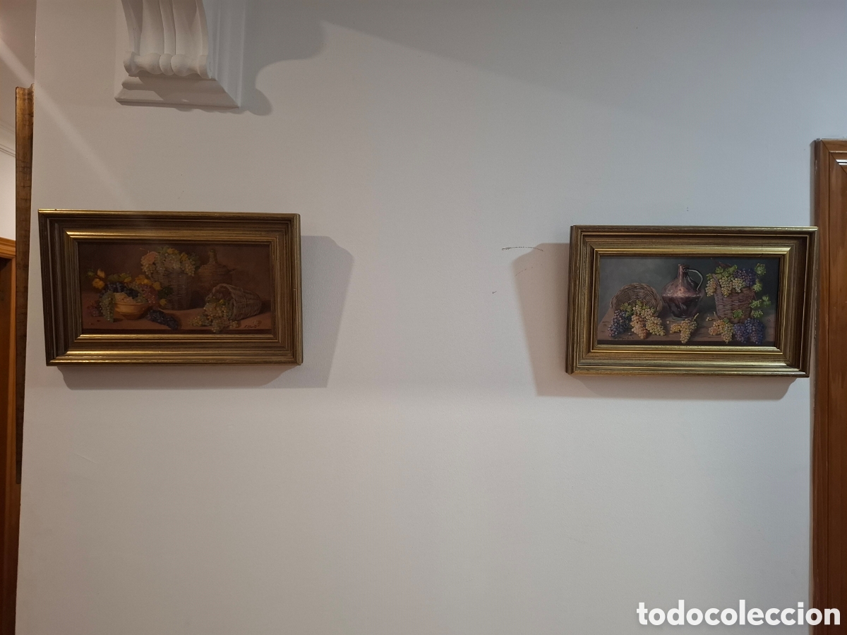 Arte: Oleo sobre tabla bodegon pareja 46x29 - Foto 1