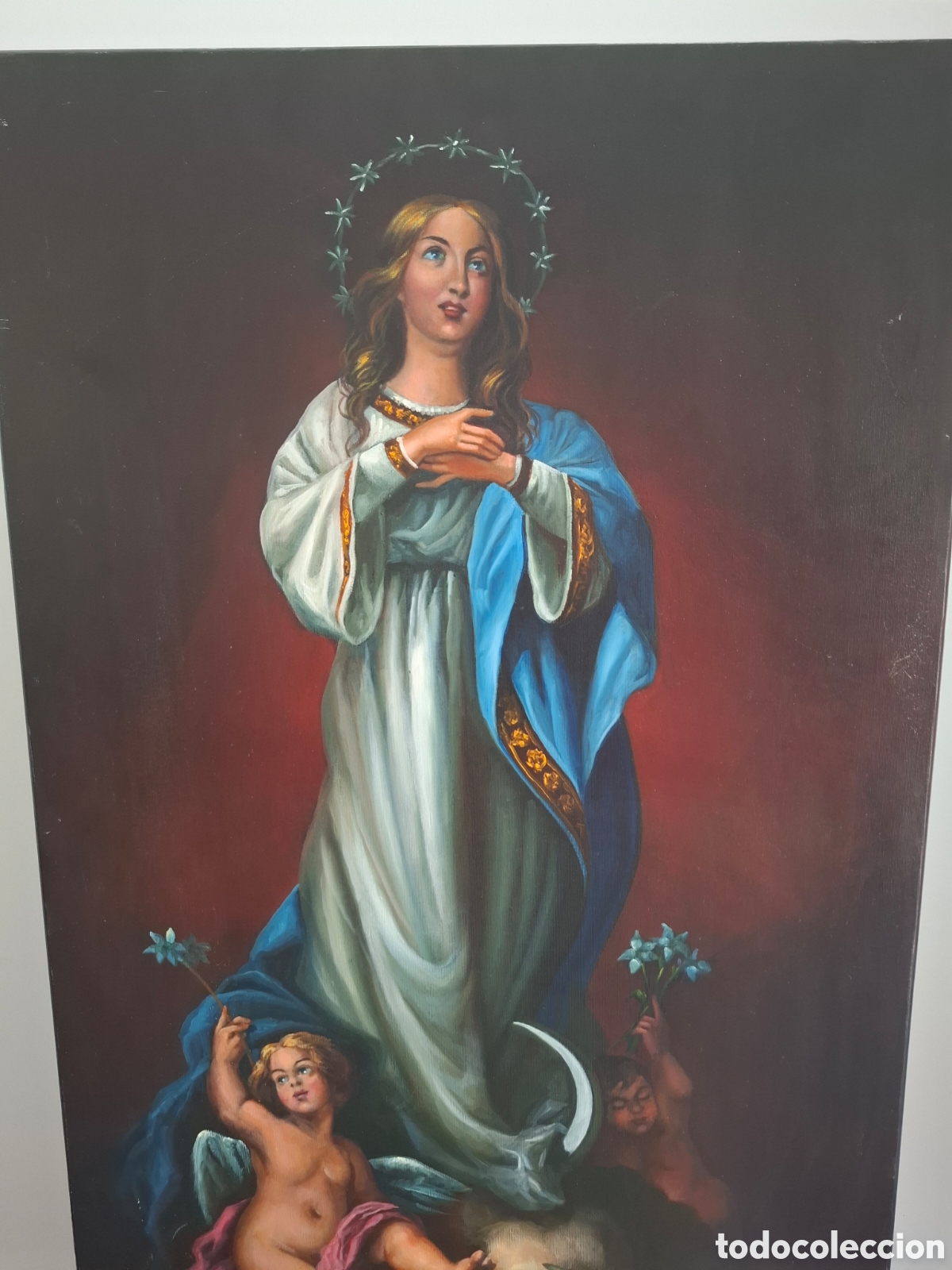 Arte: Oleo sobre lienzo inmaculada 1m x065 - Foto 2