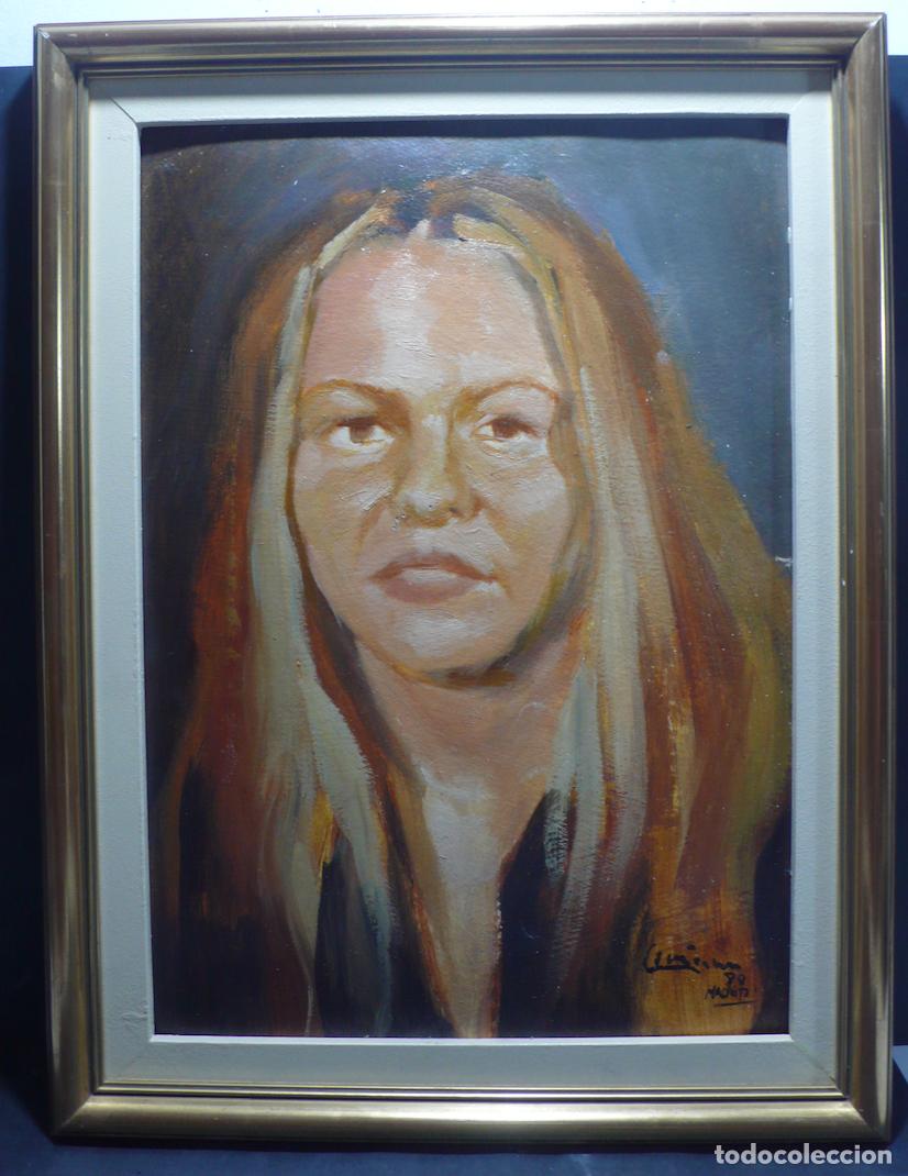 Arte: PINTURA OLEO DE ROSTRO DE MUJER - Foto 1