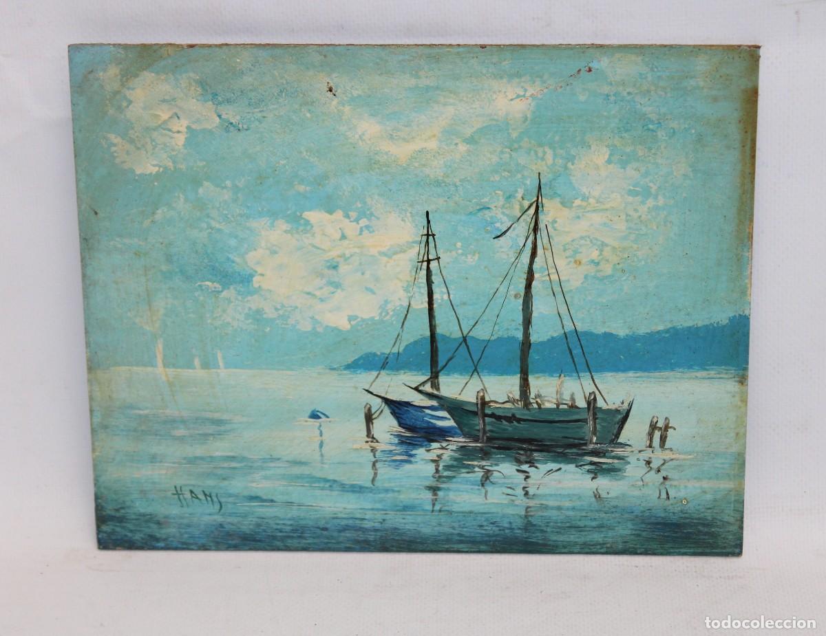 Arte: FIRMADO HANS. OLEO SOBRE TABLEX. MAR TRANQUILA - Foto 1