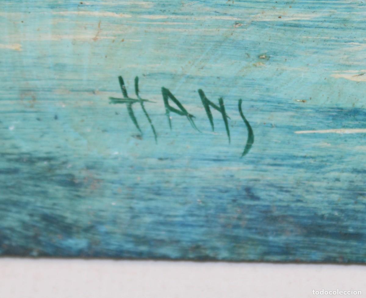Arte: FIRMADO HANS. OLEO SOBRE TABLEX. MAR TRANQUILA - Foto 2
