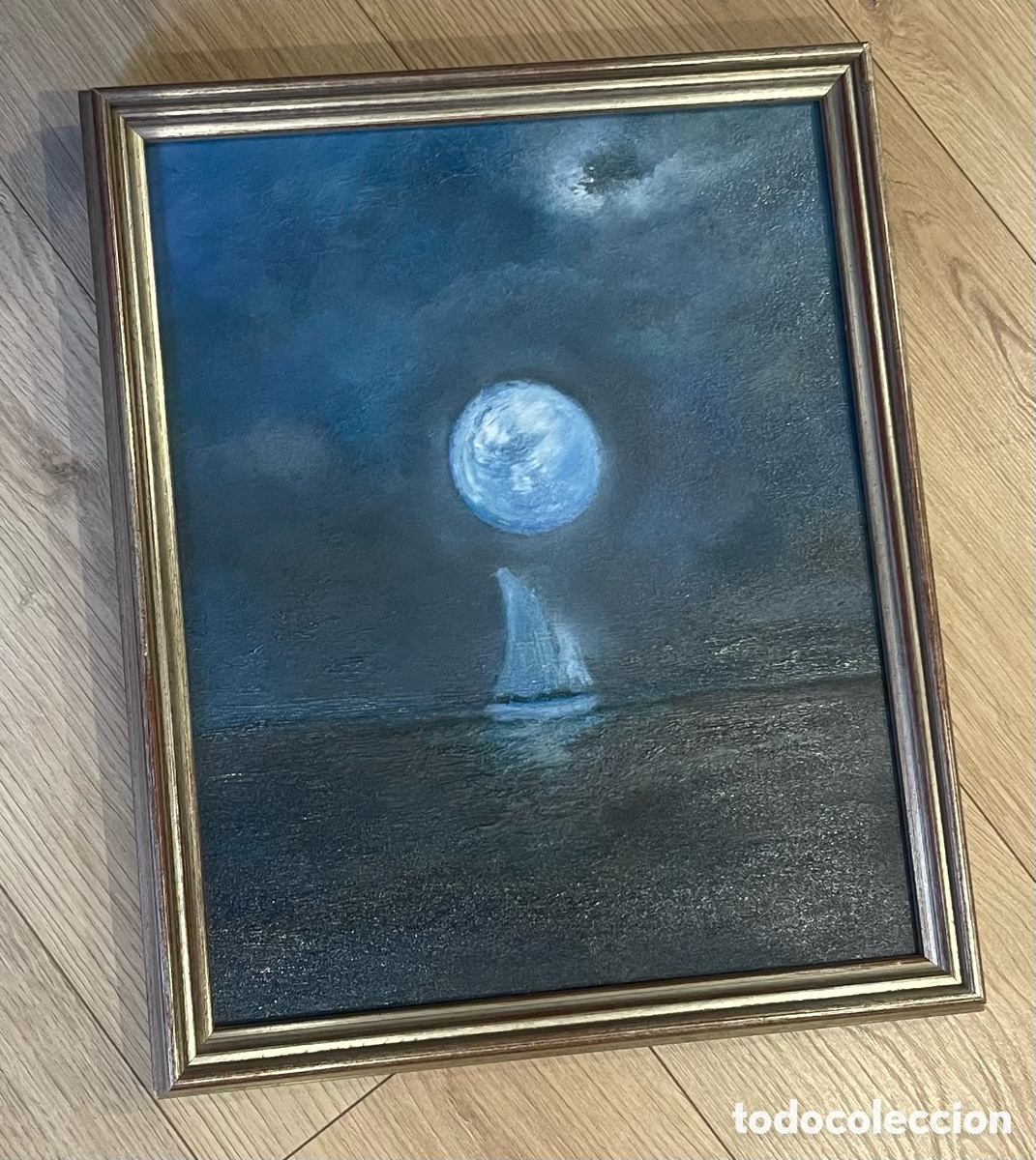 Arte: Cuadro luna en tonos azules - Foto 2
