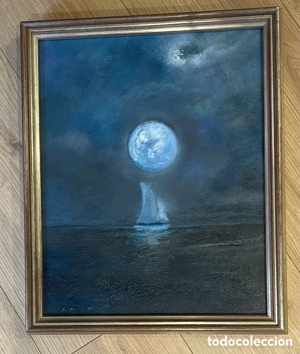 Arte: Cuadro luna en tonos azules - Foto 1