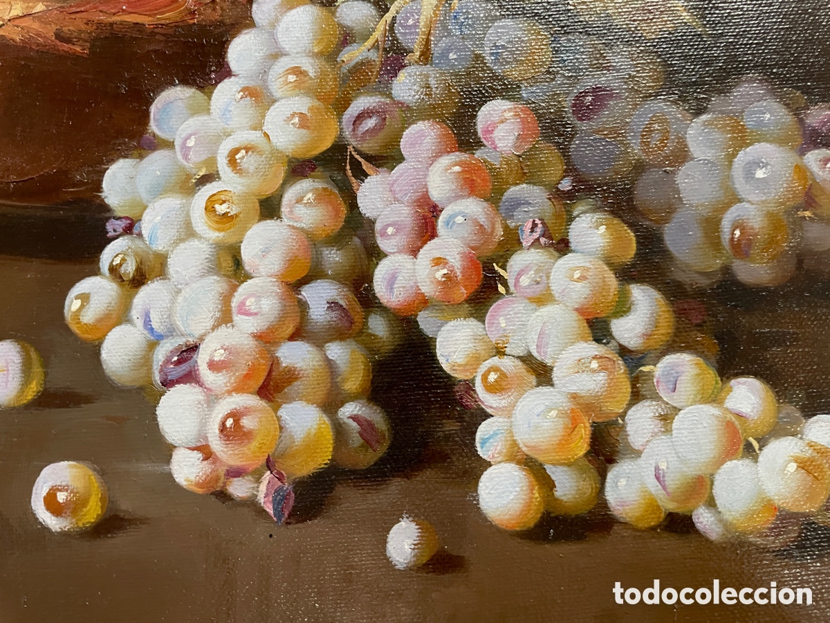 Arte: &Oacute;leo original de Jose Basto Bodeg&oacute;n con uvas - Foto 7