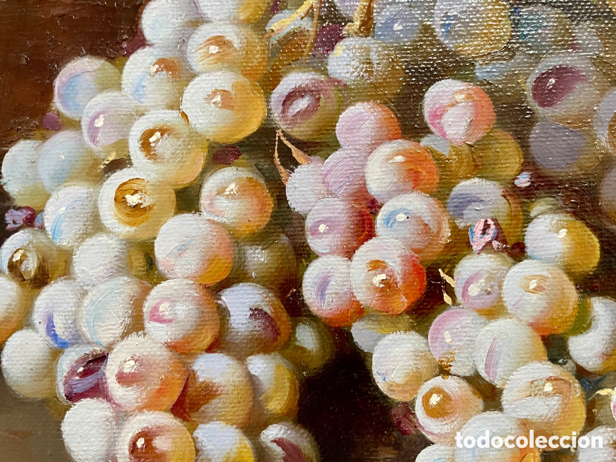 Arte: &Oacute;leo original de Jose Basto Bodeg&oacute;n con uvas - Foto 8