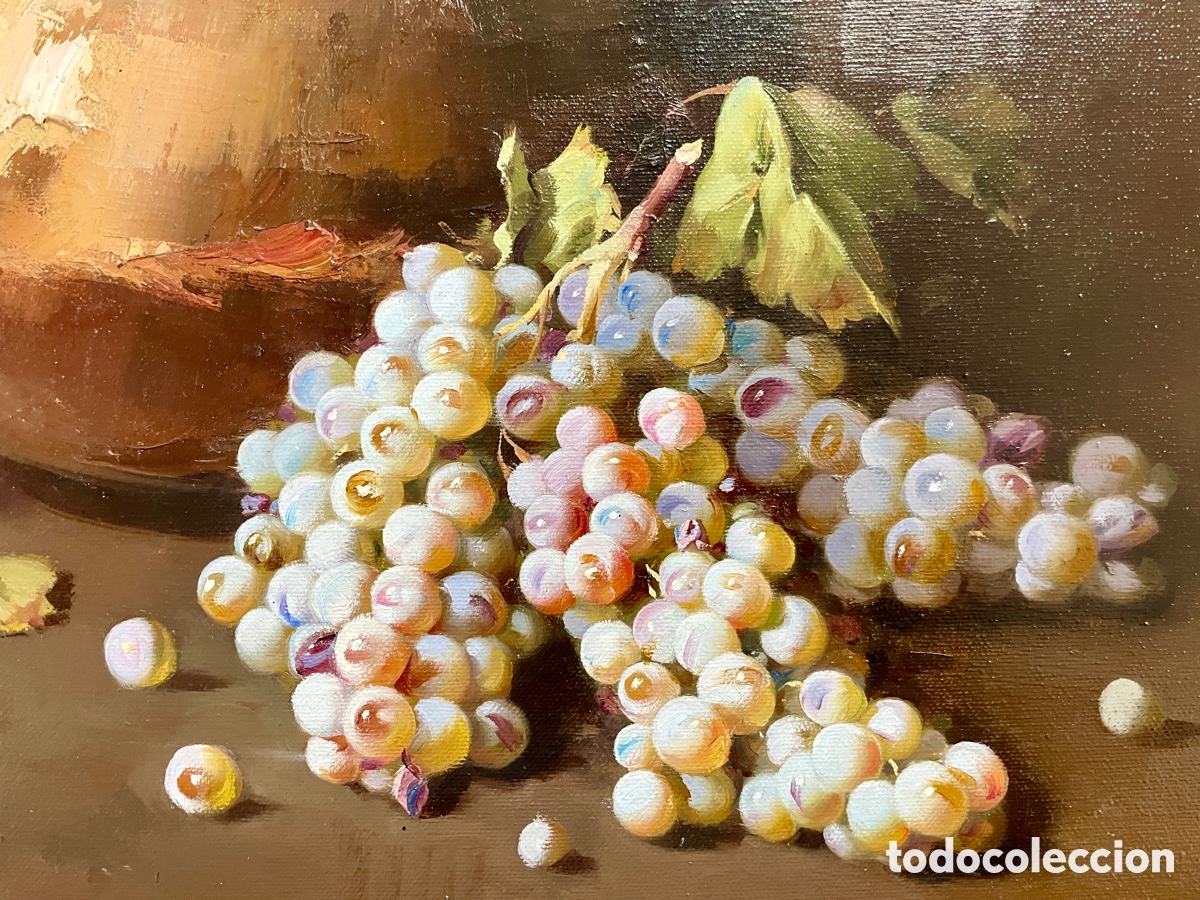 Arte: &Oacute;leo original de Jose Basto Bodeg&oacute;n con uvas - Foto 9