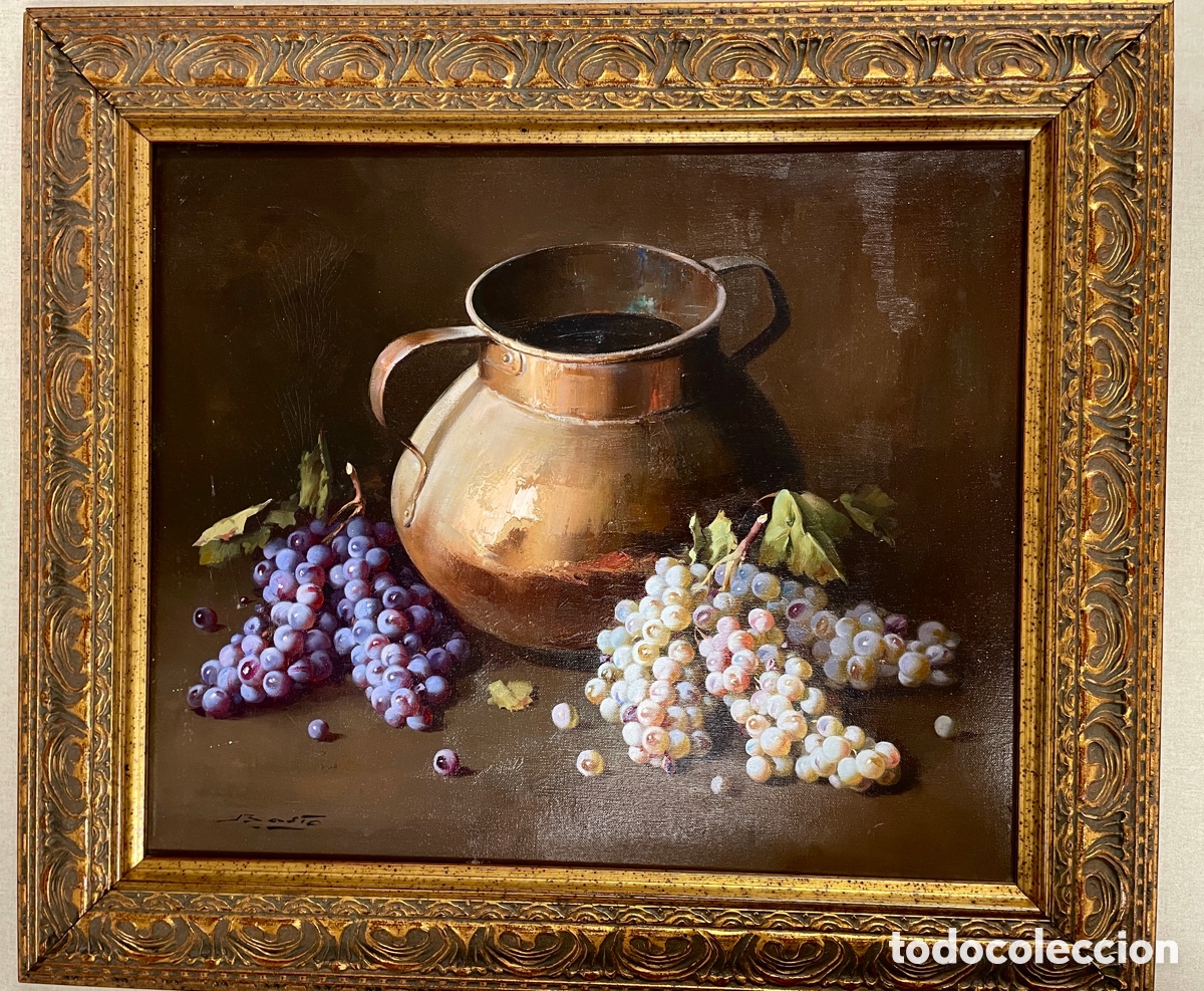 Arte: &Oacute;leo original de Jose Basto Bodeg&oacute;n con uvas - Foto 1