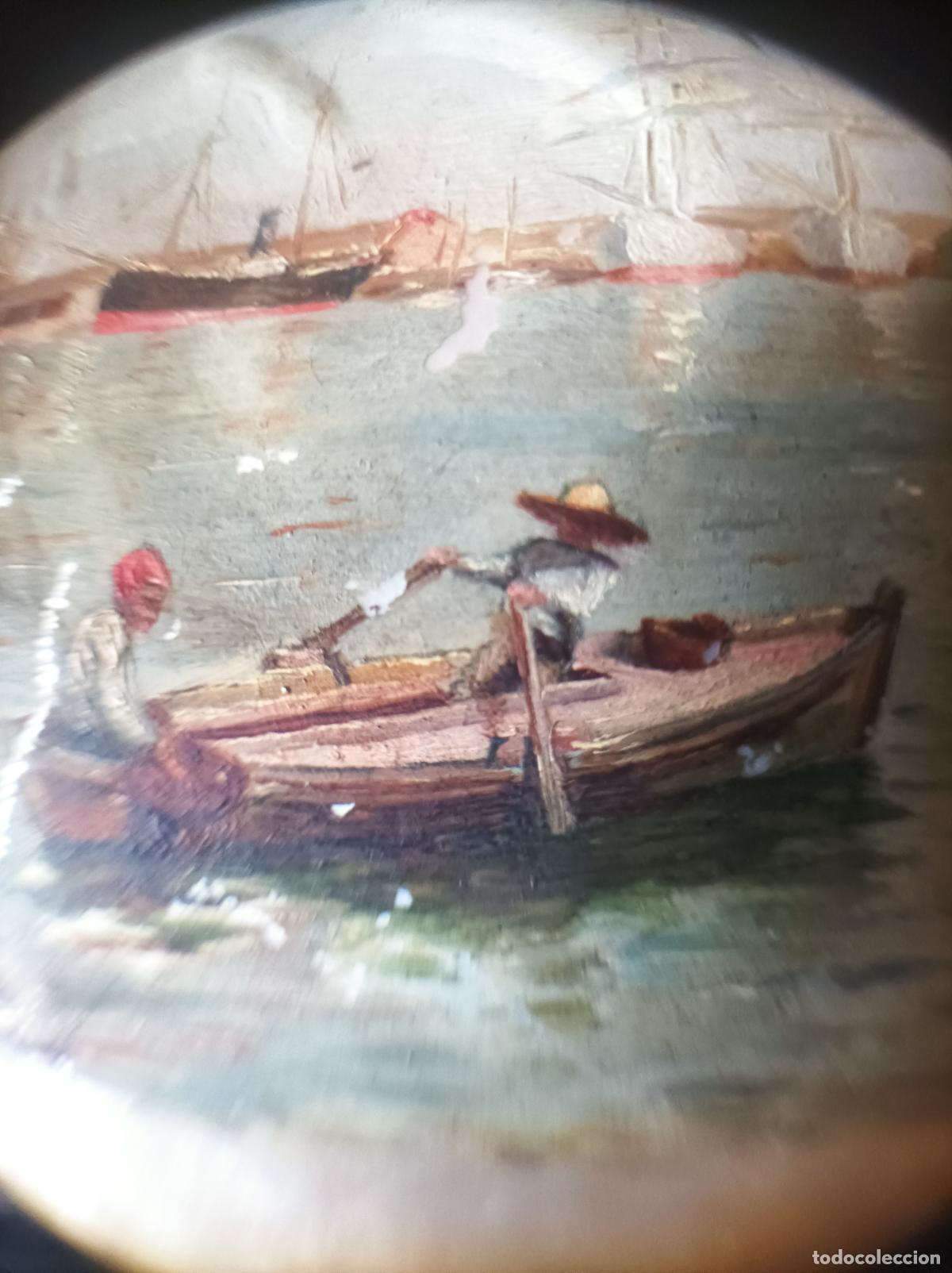 Arte: Oleo sobre concha .S.XIX.Madreperla. - Foto 6