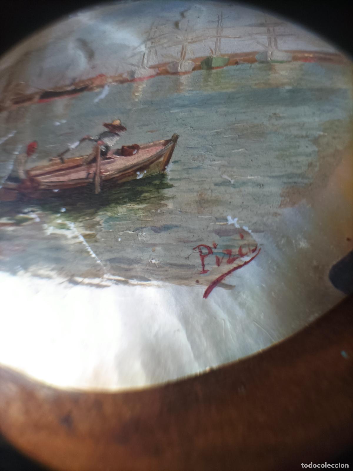 Arte: Oleo sobre concha .S.XIX.Madreperla. - Foto 7