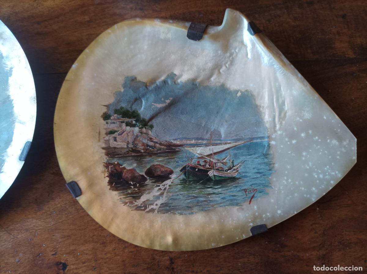 Arte: Oleo sobre concha .S.XIX.Madreperla. - Foto 25