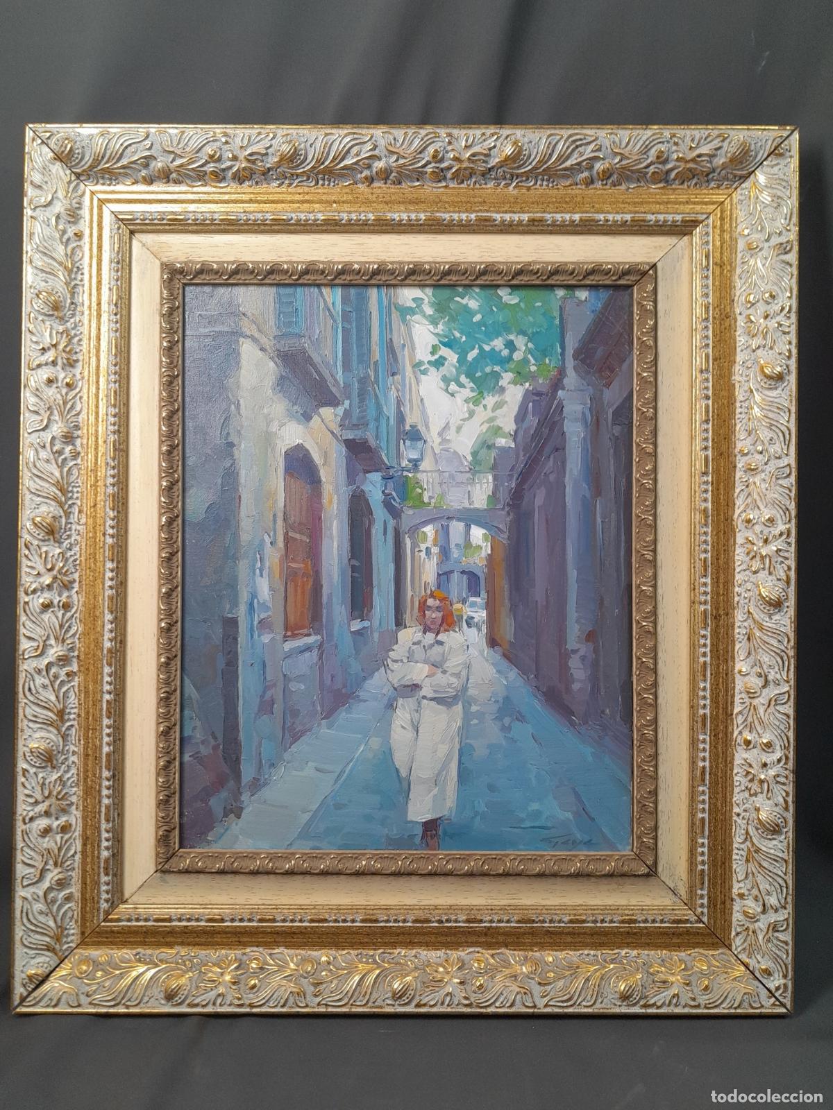 Arte: C-1864. LLUIS GAYA I TALLO (BARCELONA, 1947). OLEO SOBRE LIENZO. &rdquo;CARRER D'EN CARABASSA&rdquo;.
