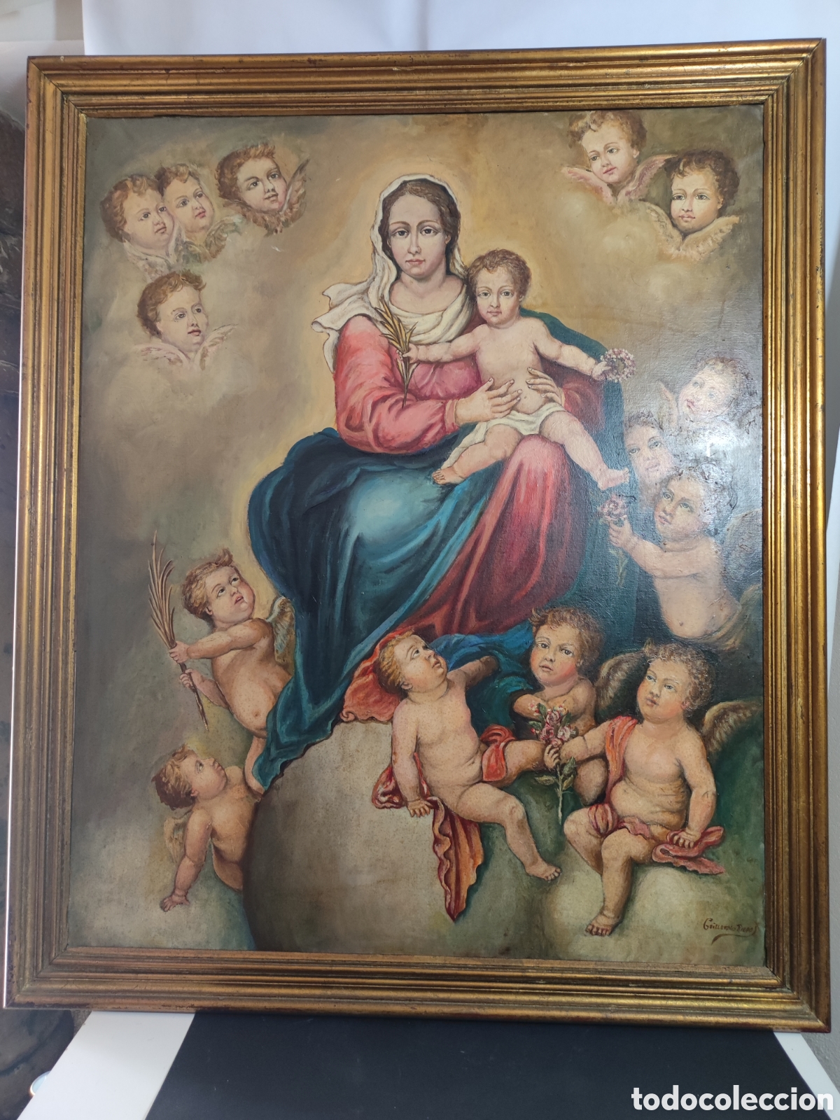 Kunst: Virgen con ni&ntilde;o y &aacute;ngeles fdo.