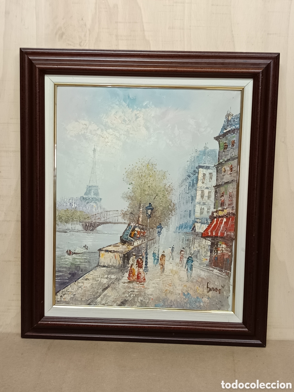Arte: Oleo Caroline Burnett Rio Sena con torre Eiffel - Foto 2