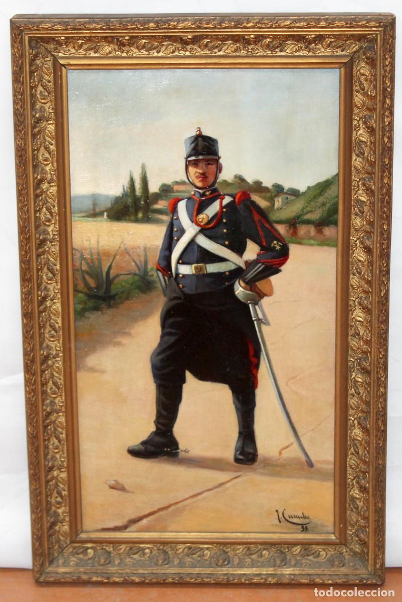 Arte: COPIA DE EPOCA DE JOSEP CUSACHS I CUSACHS. OLEO SOBRE TELA. RETRATO DE UN MILITAR