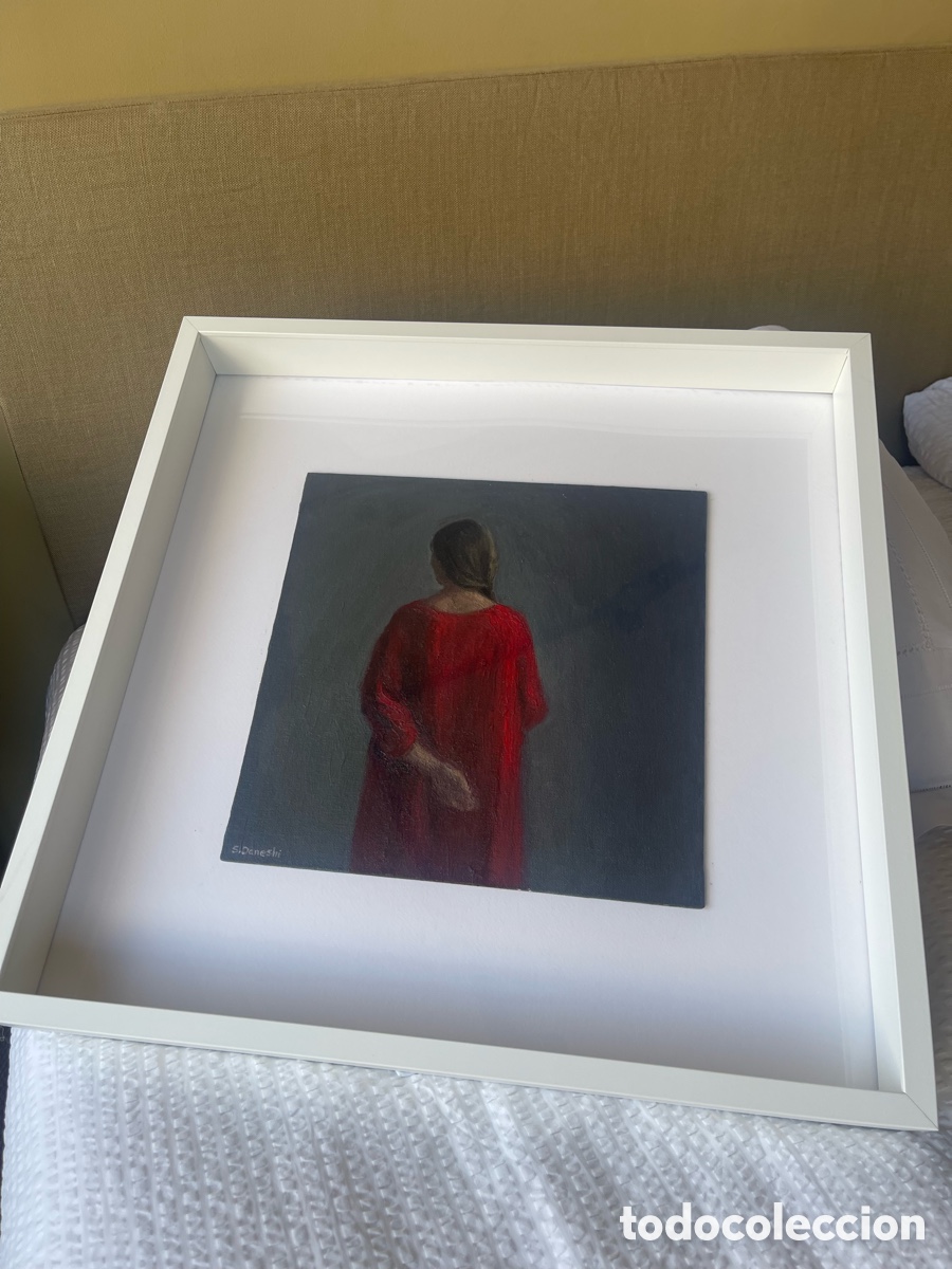 Arte: Se&ntilde;ora de rojo sobre fondo gris - Foto 2