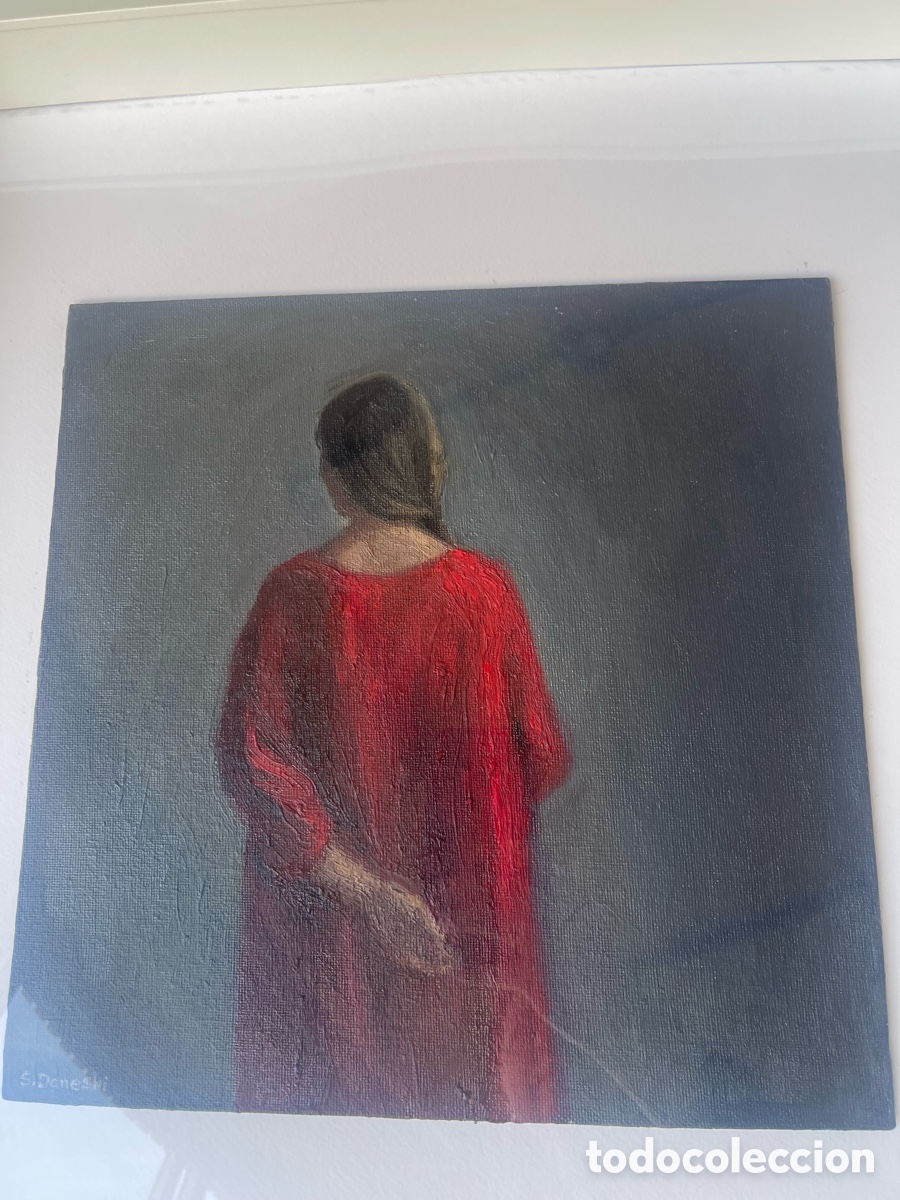 Arte: Se&ntilde;ora de rojo sobre fondo gris - Foto 3