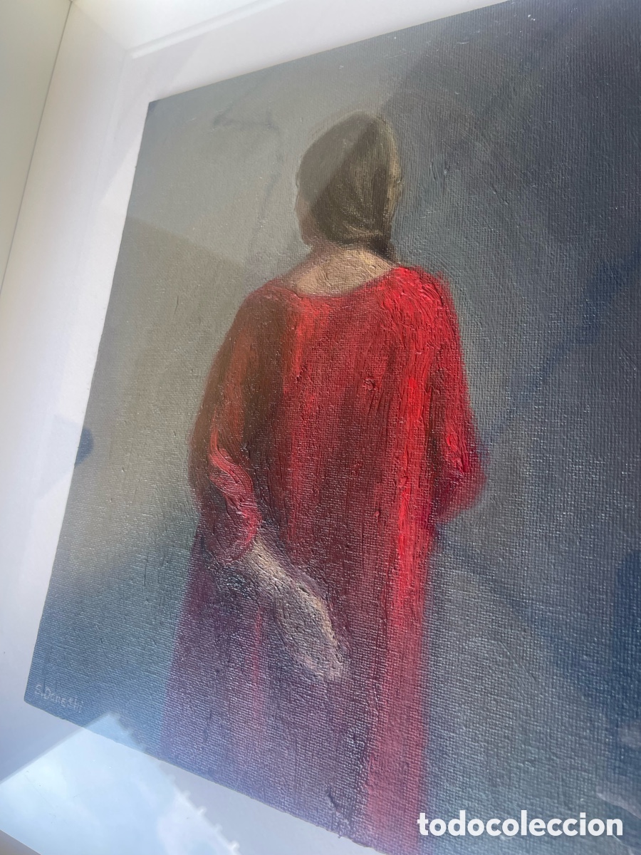 Arte: Se&ntilde;ora de rojo sobre fondo gris - Foto 4