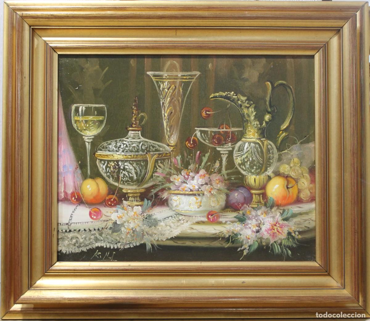 Arte: Bodeg&oacute;n - R. Michel - &Oacute;leo sobre lienzo - Foto 1
