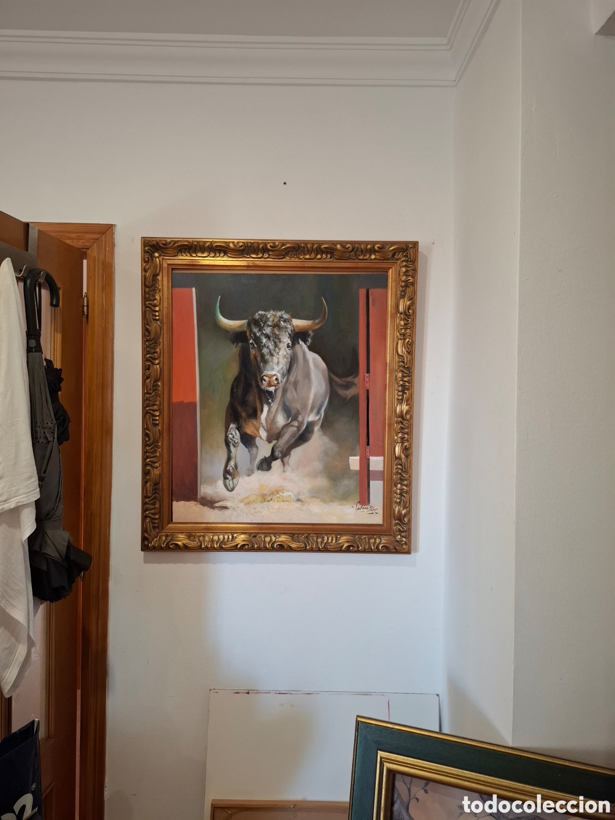 Arte: Oleo sobre tabla 85x75 toro bravo - Foto 1