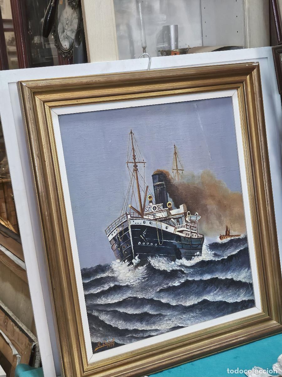 Arte: cuadro al oleo barco marina - Foto 1