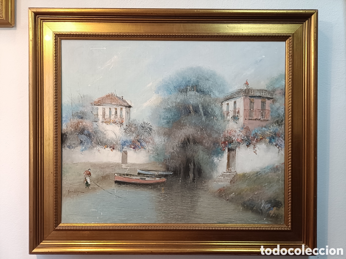 Kunst: FRANCISCO MORENO ORTEGA . MALAGA . OLEO SOBRE LIENZO MEDIDAS OBRA 73x60 cm CON MARCO 90x77 cm