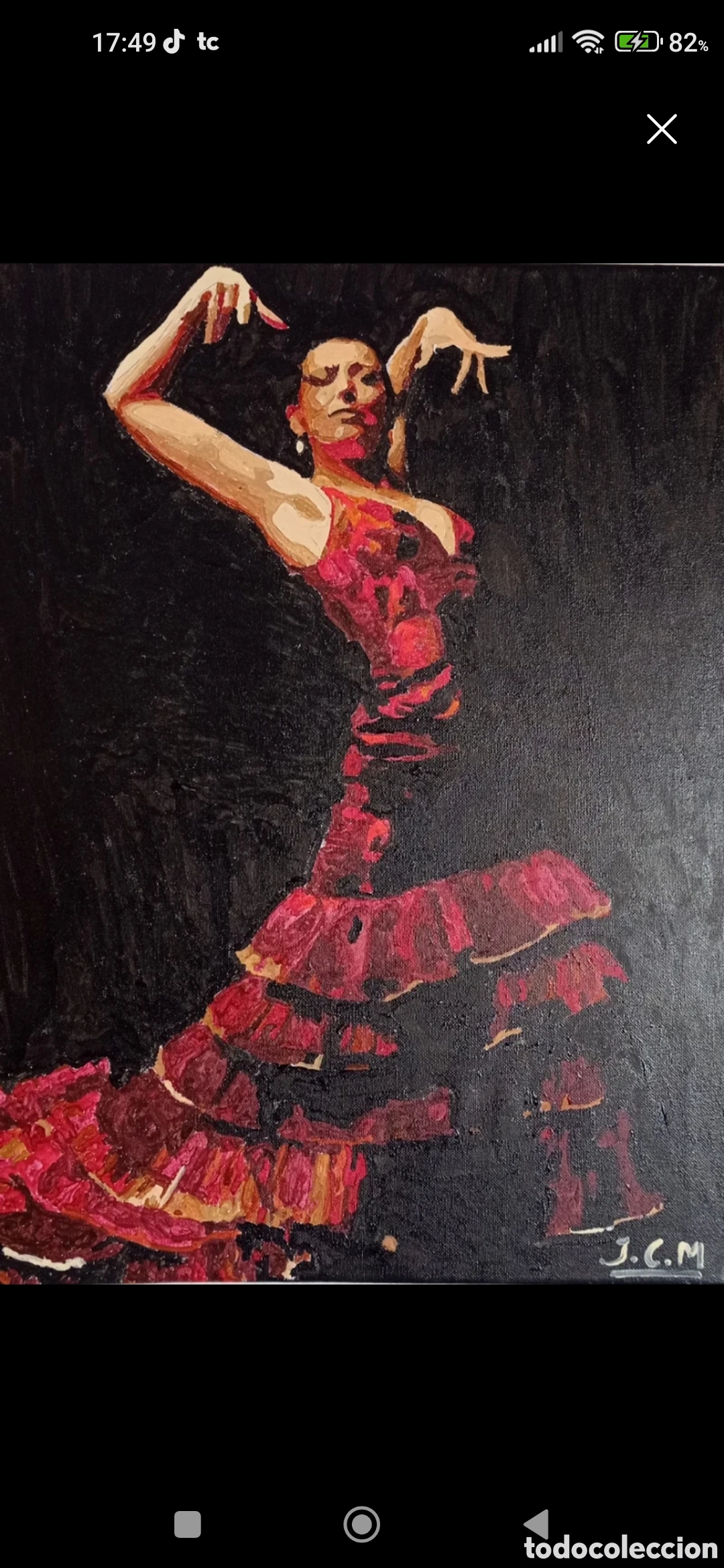 Arte: Cuadro de mujer flamenca bailando - Foto 1