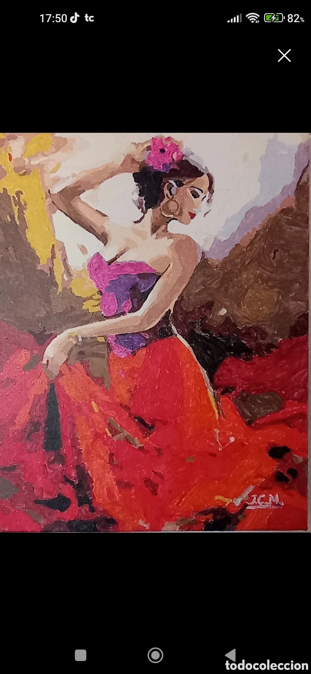 Arte: Cuadro de mujer flamenca bailando - Foto 1
